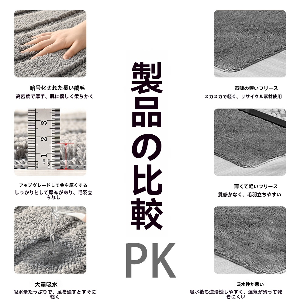 バスマット 速乾 風呂 マット 曲線のストライプ 水切れ 良い 滑り防止 抗菌 防カビ 洗濯機 弧状の縞模様 柔らか ソフト 足拭き 洗面所 マット 大判 浴室 玄関 速乾 吸水 40cm*60cm