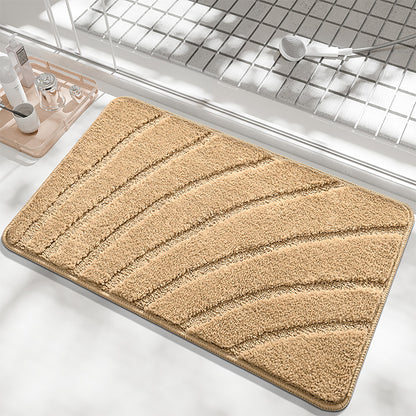 バスマット 速乾 風呂 マット 曲線のストライプ 水切れ 良い 滑り防止 抗菌 防カビ 洗濯機 弧状の縞模様 柔らか ソフト 足拭き 洗面所 マット 大判 浴室 玄関 速乾 吸水 40cm*60cm