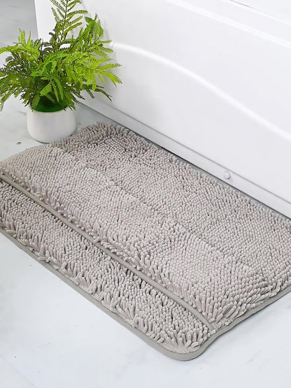 バスマット 風呂 マット シェニール 速乾【1秒吸水】 二重層 浴室用 マット 防音 敷きマット 足拭き 洗面所 マット 大判 浴室 足の甲を拭くことができます 滑り防止 抗菌 防カビ バスマッお風呂場 足洗 40x60CM