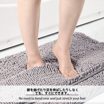 バスマット 風呂 マット シェニール 速乾【1秒吸水】 二重層 浴室用 マット 防音 敷きマット 足拭き 洗面所 マット 大判 浴室 足の甲を拭くことができます 滑り防止 抗菌 防カビ バスマッお風呂場 足洗 40x60CM