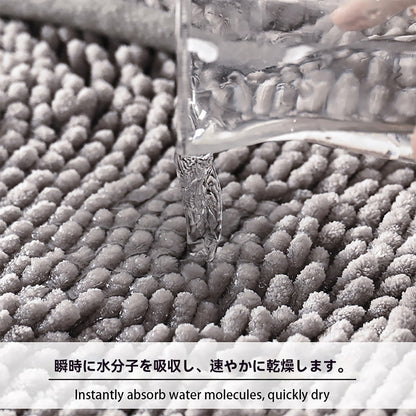 バスマット 風呂 マット シェニール 速乾【1秒吸水】 二重層 浴室用 マット 防音 敷きマット 足拭き 洗面所 マット 大判 浴室 足の甲を拭くことができます 滑り防止 抗菌 防カビ バスマッお風呂場 足洗 40x60CM