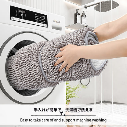 バスマット 風呂 マット シェニール 速乾【1秒吸水】 二重層 浴室用 マット 防音 敷きマット 足拭き 洗面所 マット 大判 浴室 足の甲を拭くことができます 滑り防止 抗菌 防カビ バスマッお風呂場 足洗 40x60CM