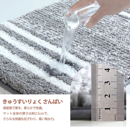 バスマット ストライプ スノーフレーク 速乾 洗える 大判 おしゃれ マイクロファイバー 人気 滑り止め 吸水力 良い お風呂マット 足拭 洗面所 浴室 キッチン 玄関 ドア
