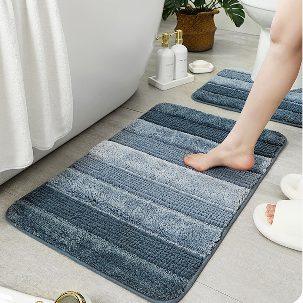 バスマット 風呂 マット 速乾 吸水 パイル 混合 ストライプ グラデーション トイレマット バスルームマット 水切れ 滑り防止 抗菌 防カビ バスマッお風呂場 トイレ スマート おすすめ ソフト 大判 浴室 玄関 タオル地 足洗 浴室用 キッチンマット 足拭き 洗面所 マット