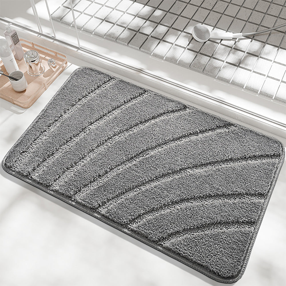 バスマット 速乾 風呂 マット 曲線のストライプ 水切れ 良い 滑り防止 抗菌 防カビ 洗濯機 弧状の縞模様 柔らか ソフト 足拭き 洗面所 マット 大判 浴室 玄関 速乾 吸水 40cm*60cm