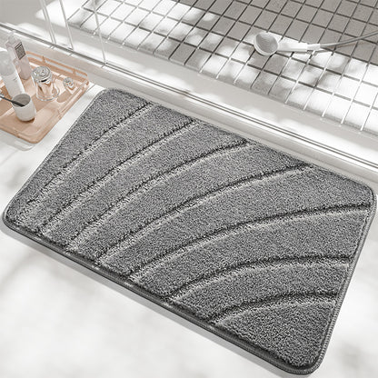 バスマット 速乾 風呂 マット 曲線のストライプ 水切れ 良い 滑り防止 抗菌 防カビ 洗濯機 弧状の縞模様 柔らか ソフト 足拭き 洗面所 マット 大判 浴室 玄関 速乾 吸水 40cm*60cm
