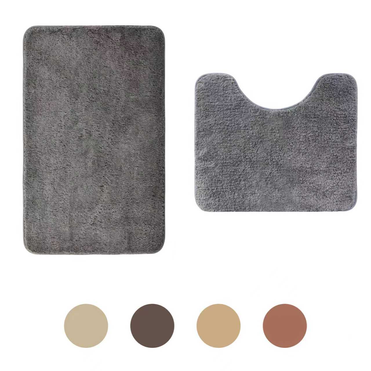 トイレマット バスマット 2点セット ふかふか モダン マイクロファイバー お手洗い トイレ床マット 敷物 洗える カーペット ロング おしゃれ 速乾 吸水 人気 北欧 滑り止め付き