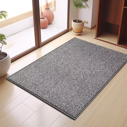 玄関マット 室内 泥落とし 厚み約0.5cm 無地 模造サイザル麻絨毯 速乾 超吸水 洗える 滑り止め 低反発ラグ 衝撃緩和 おしゃれ  シンプル エレガント 耐久性 お手入れ簡単 防カビ 防臭  洗面所 マット 洗濯 台所 脱衣場 キッチン