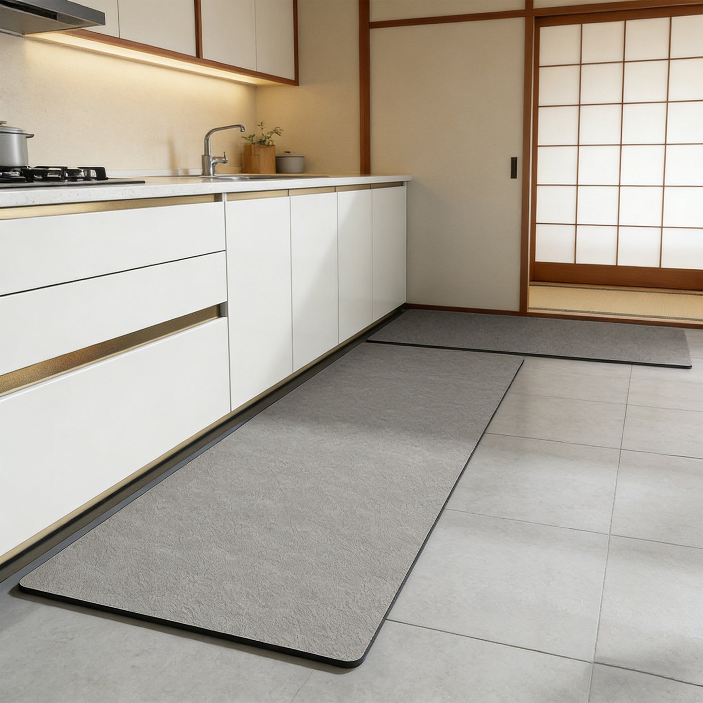 珪藻土 キッチンマット クッションマット 抗菌防臭 おしゃれ フロアマット キッチン・洗面所対応 kitchen mat 吸水 速乾｜拭ける・洗える 防水 台所マット 滑り止め