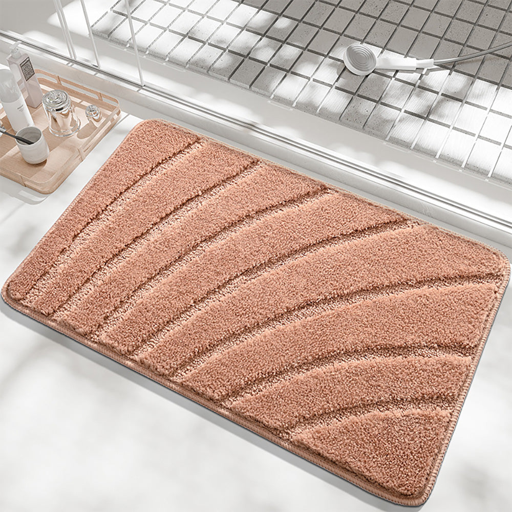 バスマット 速乾 風呂 マット 曲線のストライプ 水切れ 良い 滑り防止 抗菌 防カビ 洗濯機 弧状の縞模様 柔らか ソフト 足拭き 洗面所 マット 大判 浴室 玄関 速乾 吸水 40cm*60cm