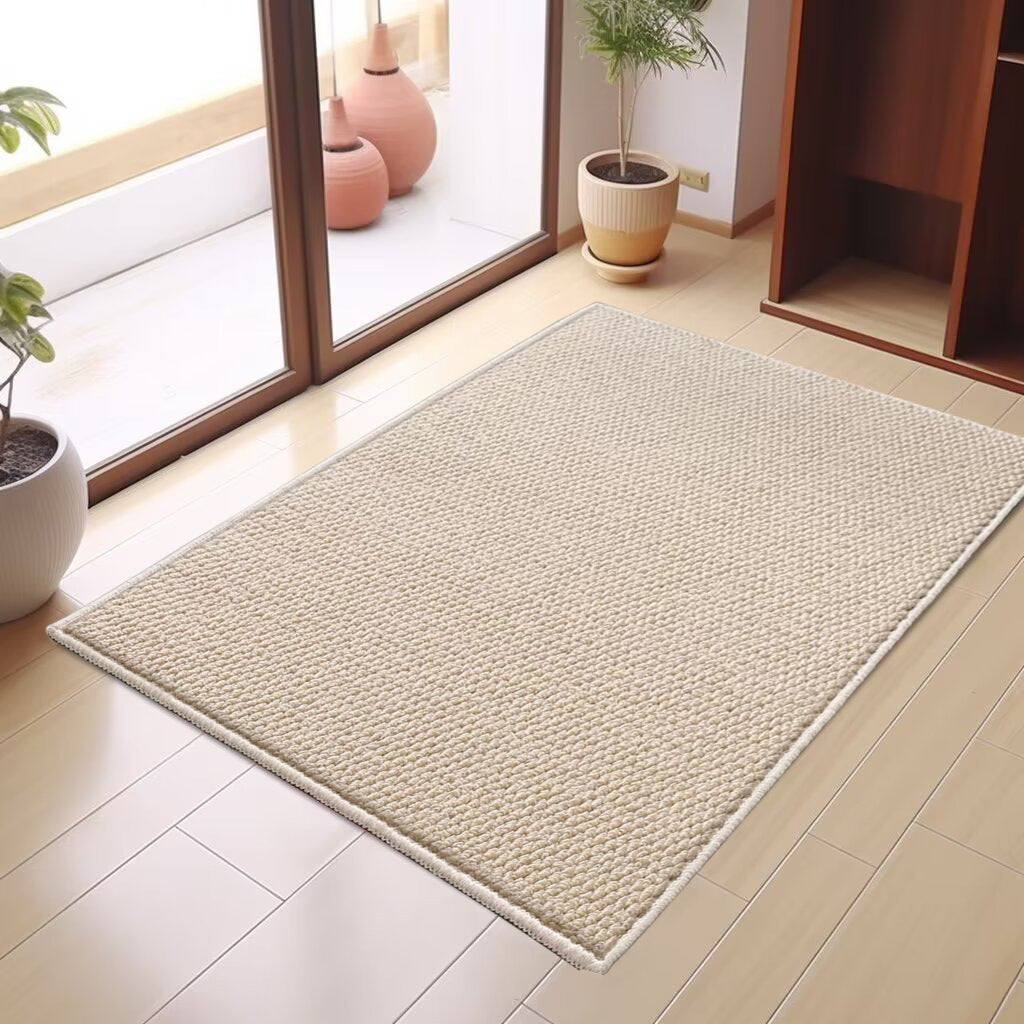 玄関マット 室内 泥落とし 厚み約0.5cm 無地 模造サイザル麻絨毯 速乾 超吸水 洗える 滑り止め 低反発ラグ 衝撃緩和 おしゃれ  シンプル エレガント 耐久性 お手入れ簡単 防カビ 防臭  洗面所 マット 洗濯 台所 脱衣場 キッチン