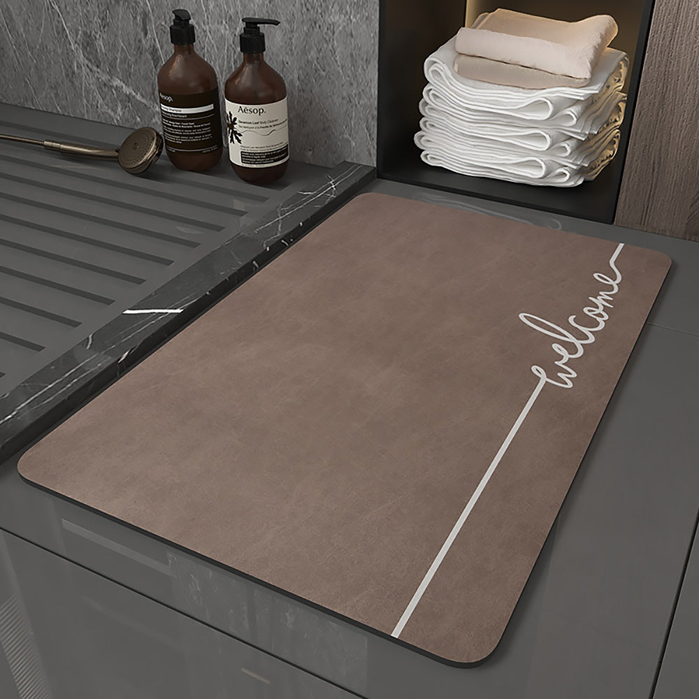 珪藻土 バスマット 速乾 吸水力2倍 硅藻泥 マット Welcome 玄関 大きい ラージ サイズ 軽量 薄い 滑り防止 抗菌 防カビ 足拭きマット  アルファベット 風呂 マット 浴室  40x60CM