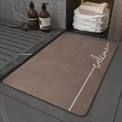 珪藻土 バスマット 速乾 吸水力2倍 硅藻泥 マット Welcome 玄関 大きい ラージ サイズ 軽量 薄い 滑り防止 抗菌 防カビ 足拭きマット  アルファベット 風呂 マット 浴室  40x60CM